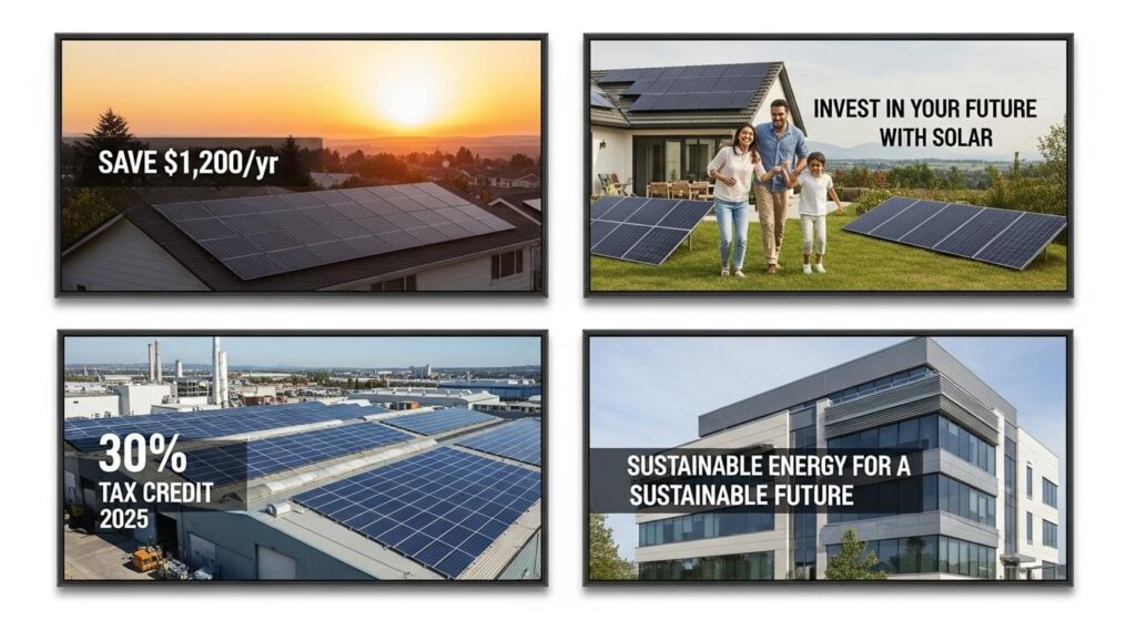 Custom solar Google Ads templates for residential and commercial